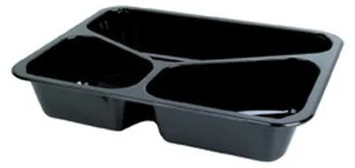 Produktbild von 300x DUNIFORM CPET-Schale 225 x 175 x 43 mm Schwarz 3-Teilung
