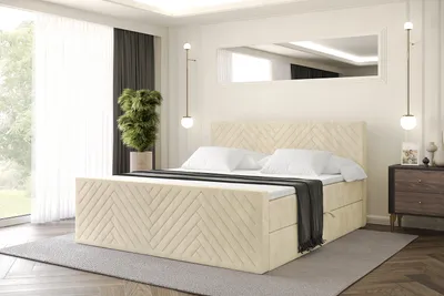 Produktbild von ALTDECOR Boxspringbett mit Matratze und Lattenrost, Topper, Polsterbett mit Bettkasten, Bett mit Stauraum H4-Matratze, Doppelbett, Boxbett  - VEXA-Z - 200x200 - Beige Monolith