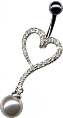 Produktbild von Bauchnabelpiercing: Piercing Titan Herz mit Perle