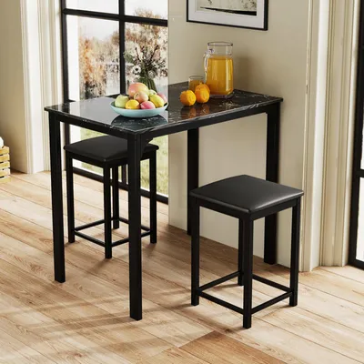 Produktbild von Bartisch-Set – Bar-Set – Hoher Esstisch – Küchentisch mit Hockern – Barhocker mit Polsterung