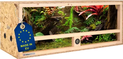 Produktbild von ITA Holz Terrarium 100х40х40 cm mit Seitenbelüftung & Integriertem Hygrometer - Holzterrarium aus OSB-3 Platten - Terrarien für Reptilien, Schlangen, Amphibien - EU Produkt,
