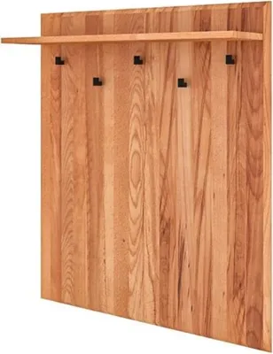 Produktbild von Hängegarderobe Seiba Kernbuche massiv 77x20x90 mit 5 schwarzen Metallhaken