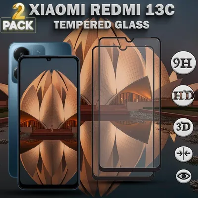 Produktbild von 2-Pack XIAOMI REDMI 13C Displayschutzfolie - Gehärtetes Glas 9H - Super Qualität 3D