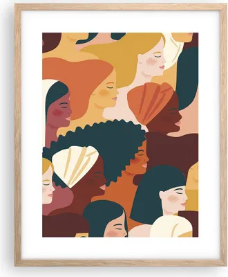 Produktbild von Gerahmtes Poster - Rahmen in heller Eiche - Frauen Multikulturalismus Modern - 40x50 cm - Wand Bild - Wanddeko - Wandbilder - Kunstposter - Wandposter - Bilderrahmen - Bilder - P2NPA40x50-4500