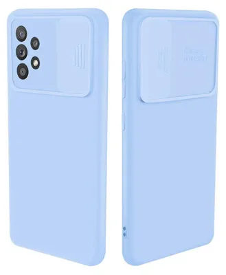 Produktbild von cofi1453® 360 Grad Schutz CamShield Silikon Cover Case Slim Handyhülle Schutzhülle mit Kameraschutz Kameraabdeckung kompatibel mit Samsung Galaxy A52 (A525F) Hellblau
