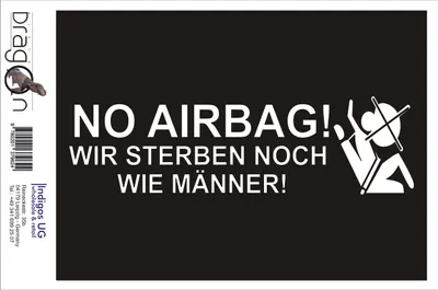 Produktbild von Aufkleber / Autoaufkleber - JDM / Die cut / Auto / OEM - No Airbag - 210x60 mm schwarz - Heckscheibe / Heckscheibenaufkleber