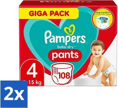 Produktbild von Pampers Baby-Dry Pants – Windelhosen – Größe 4 (9–15 kg) – Komfortpassform – 108 Windeln - Vorteilspack - 2 Stücke