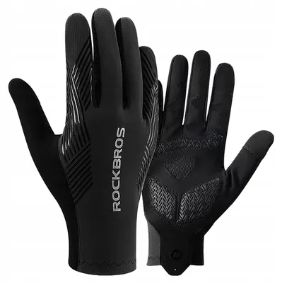 Produktbild von Rockbros Fahrradhandschuhe Vollfinger Dämpfung Schwarz XL