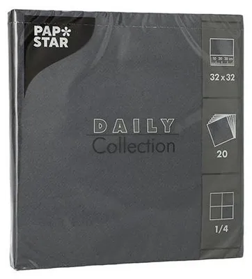 Produktbild von Servietten "DAILY Collection" 1/4-Falz 32 cm x 32 cm schwarz