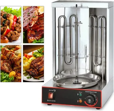 Obrázek produktu pro Elektrický kebabový stroj Gyros Machine Kebab Grill Chicken Grill BBQ 2 Hořák Gril Stroj z nerezové oceli 6rpm 220V