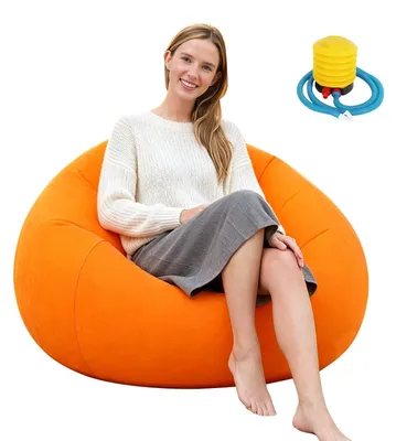 Produktbild von Air Sofa Aufblasbarer Stuhl, Ultra Weicher Aufblasbarer Sessel (Orange, 105 x 105 x 60 cm)