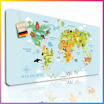 Produktbild von Schreibtischunterlage: Weltkarte für Kinder; Größe: 70 x 40 cm