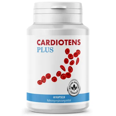 Produktbild von Cardiotens Plus Kapseln | mit Vitaminen & Hagebuttenpulver | einfache Anwendung | 60 Kapseln Inhalt
