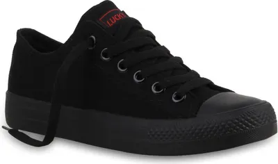 Produktbild von VAN HILL Damen Sneaker Low Canvas Freizeitschuhe Schnürer Sportschuhe 94237, Farbe: Schwarz Schwarz Lucky, Größe: 42