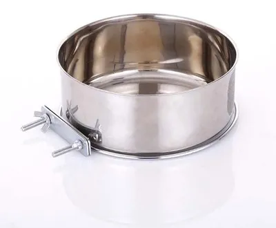 Productafbeelding van Ibenzoa® RVS hangende voer- en waterbakset, 18 x 6,5 cm – robuust, kras- en bijtbestendig, gemakkelijk schoon te maken, geschikt voor honden, vogels en kleine huisdieren