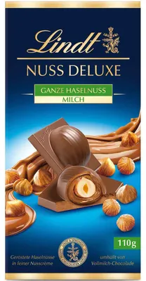Produktbild von Lindt Nuss Deluxe Ganze Haselnuss Vollmilch Tafel 110g