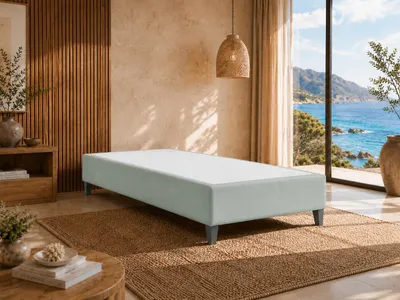 Produktbild von Best For Home Boxspringrahmen 80 x 200 | Gepolsterter Bettrahmen mit Matratze | Langlebiges Hotelbett mit 12 cm hohen Holzfüßen | Wasserdichtes Einzelbettgestell, KI-generiertes Bild