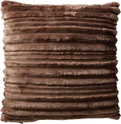 Obrázek produktu pro Dekorační kožešinový polštář žebrovaný 45x45 cm - hnědý, H&L