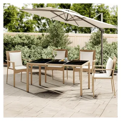 Produktbild von Wetterfester, quadratischer Polyrattan Gartentisch mit gehärteter Glasplatte