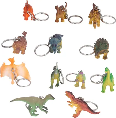 Produktbild von 12 Stück Dinosaurier-Schlüsselanhänger, lebendig, schön, klein, leicht, verschiedene Stile, Simulationstier-Schlüsselanhänger für Dekoration, Geschenke, K2108