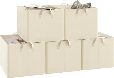 Produktbild von WOLTU Aufbewahrungsboxen 5 Stück, Organizer Box, Stapelboxen faltbar, Creme : 501L(47x35x30 cm) Größe: 501L(47x35x30 cm)