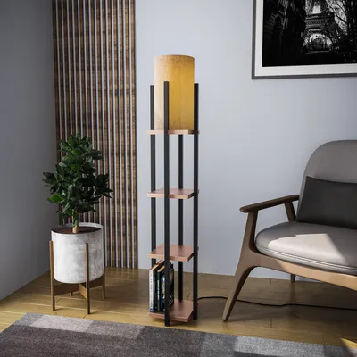 Produktbild von Opviq, Shelf Lamp - 8114, Stehlampen, Schwarz, Metall, 25 x 25 x 130 cm