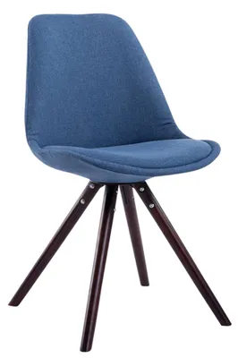 Imagen del producto de Silla para visitantes CLP, modelo Toulouse, tapizada en tela, con asiento acolchado y patas de madera redondas, color azul. Estructura en color cappuccino