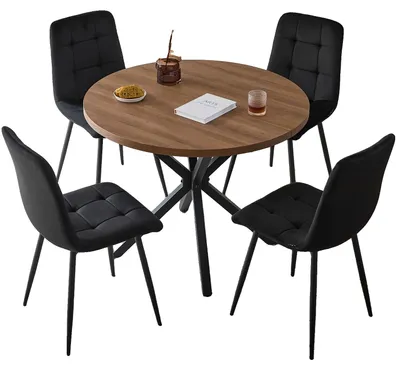 Obrázek produktu pro Jídelní židle, moderní minimalistický design, robustní kovové nohy, 4 ks – černé
