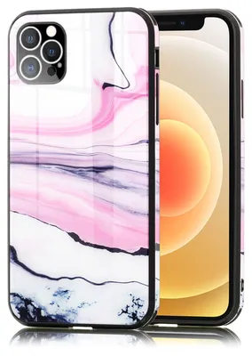 Obrázok produktu pre NALIA Marble Case for iPhone 12 Pro Max, 9H Glass Cover Ochranné puzdro na mobilný telefón Bag Pink Purple