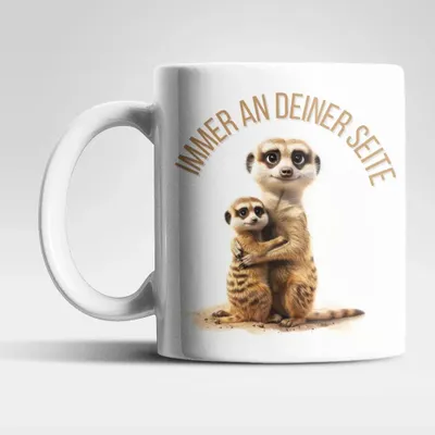 Produktbild von Erdmännchen Immer an deiner Seite Kaffeetasse Teetasse Tasse Geschenkidee 325 ml