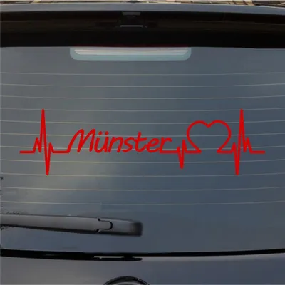 Produktbild von Heckscheibenaufkleber Münster Herzschlag Puls Stadt Liebe 55x15 cm Rot Auto Aufkleber Sticker