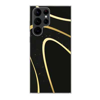 Produktbild von MuchoWow® Handyhülle Schutzhülle Hülle für Samsung Galaxy S22 Ultra Goldene Wellen auf schwarzem Hintergrund Silikon Softcase Handy Hülle - Abbildung