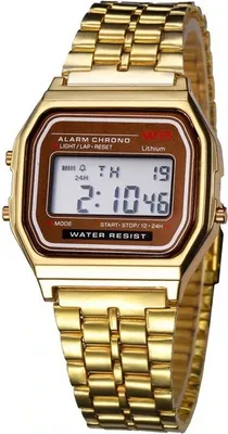Produktbild von Stylische Goldene Digitaluhr mit Stoppuhr und Alarm – Uni KP6241