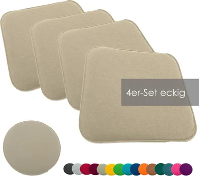 Produktbild von heimtexland ® Sitzkissen Set Filz Stuhlkissen Stuhlauflage Filzkissen Stuhl Polster Kissen Typ631 4er Set 35 x 35 cm Eckig Sand