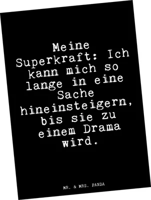 Produktbild von Mr. & Mrs. Panda Postkarte Meine Superkraft: Ich kann... - Schwarz - Geschenk, einzelkarte, bildkarte, Sprüche, Postkarten, Ehefrau, Ansichtskarte, Mann, lustiger Spruch