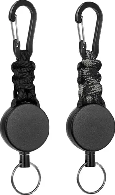 Produktbild von Ausziehbarer JoJo Schlüsselanhänger mit 60 cm Stahlkabel - Set von 2/4 - Ausziehbare Schlüsselketten mit Karabinerhaken