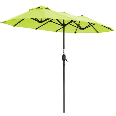 Produktbild von Angel Living 297 x 153cm Doppelsonnenschirm Marktschirm Gartenschirm Terrassenschirm Sonnenschutz UV50+ (Apfelgrün)
