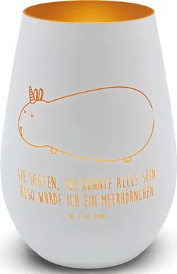 Produktbild von Mr. & Mrs. Panda Laterne Einhorn Meerschweinchen - Weiß - Geschenk, Teelichthalter Glas, Kerzenhalter, Meerschwein, teelichtglas, Unicorn, Windlicht, Meerhörnchen
