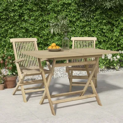 Image de Table de jardin pliante, gris, en bois massif d'acacia, dimensions : 120 x 70 x 75 cm