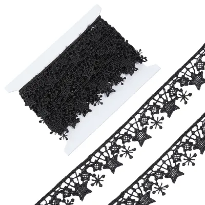 Spitzenband Mond & Sterne, 3 m, 0,78 cm, schwarz, Polyester