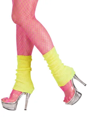 Produktbild von Gerippte Retro Beinstulpen neon-gelb für Karneval, Disco & 80er Jahre Mottoparty
