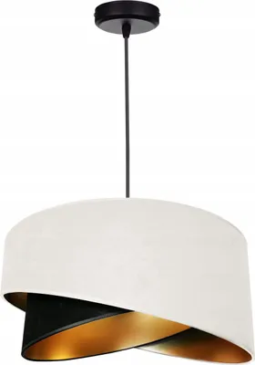 Produktbild von Hängelampe Pendellampe Lampenschirm aus Velours Weiß-Schwarz Esszimmerlampe, Wohnzimmer, Küchenlampe aus Serie N131 (N131-WS)