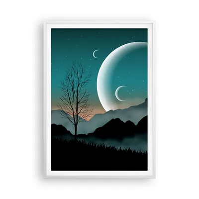 Produktbild von Gerahmtes Poster - Weißer Rahmen - Himmel Nacht Illustration - 70x100 cm - Wand Bild - Wanddeko - Wandbilder - Wandposter - Bilderrahmen - Bilder - Kunstdruck - Wandbild - P2WPA70x100-4143