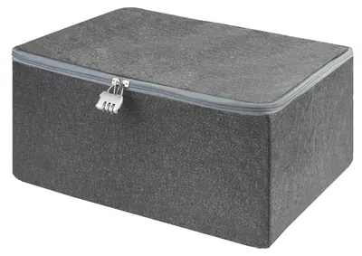 Stoffbox mit Deckel, abschließbar, S 30×20×14 cm, grau
