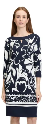 Produktbild von Betty Barclay Damen Shirtkleid mit 3/4 Arm 36, Dunkelblau/Weiß