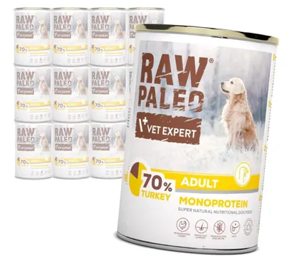 Zdjęcie produktu dla Vet Expert Raw Paleo Adult Monoprotein 12x400g Mokra Karma Dla Psa z Indykiem