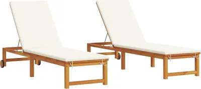 Zdjęcie produktu dla vidaXL Leżak 2 szt. Brązowy 202 x 53 x 89 cm Lite drewno akacjowe