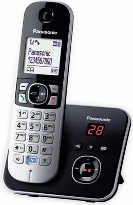 Image de Panasonic KX-TG6821 Téléphone sans fil à faible rayonnement avec répondeur, identification de l'appelant, 15h de temps de conversation, 7 jours de veille, fonction mains libres, DECT