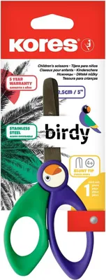 Imagen del producto de Tijeras para niños, 125 mm, punta roma, disponibles en diversos colores, con sistema de fijación mediante remaches