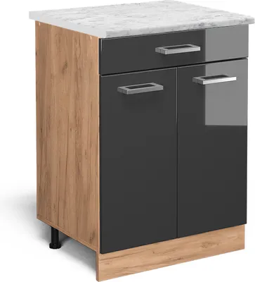 Produktbild von Küchenunterschrank Vicco R-Line Anthrazit Hochglanz 60 cm AP Marmor, Model 46732